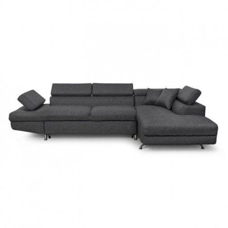 Canapé d'Angle Droit Convertible Tissu "Noma" 271cm Gris Foncé|Canape|Paris Prix