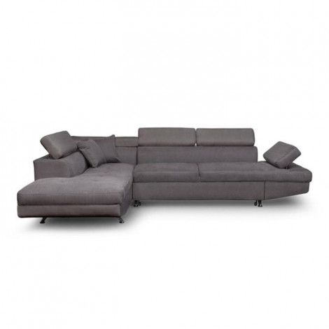 Canapé d'Angle Gauche Convertible Microfibre "Noma" 271cm Gris|Canape|Paris Prix