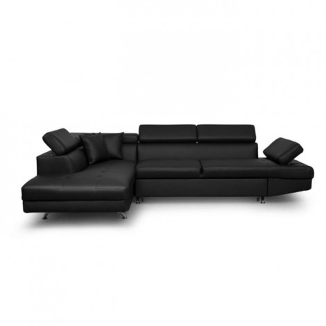 Canapé d'Angle Gauche Convertible "Noma" 271cm Noir|Canape|Paris Prix