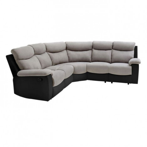 Canapé Panoramique Relaxation "Tyoa" 238cm Gris & Noir|Canape|Paris Prix