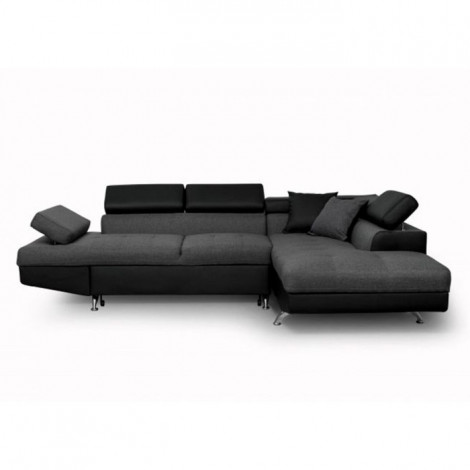 Canapé d'Angle Droit Convertible "Noma" 271cm Noir & Gris|Canape|Paris Prix