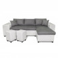 Canapé d'Angle Droit Convertible Niche à Gauche "Torino" 254cm Gris & Blanc|Canape|Paris Prix