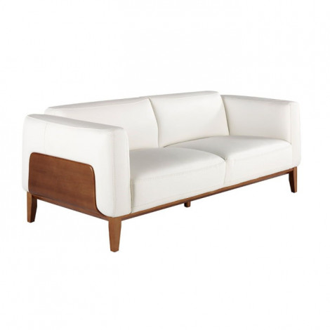 Canapé 3 Places en Cuir "Marcus" 209cm Blanc|Canape|Paris Prix