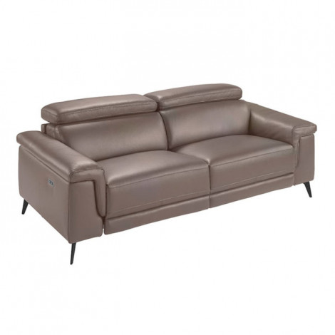 Canapé 3 Places Relax Cuir "Gerry" 215cm Taupe|Canape|Paris Prix