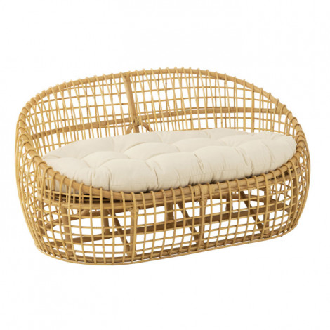 Canapé 2 Places Rotin & Coussin "Lise" 137cm Naturel|Canape|Paris Prix