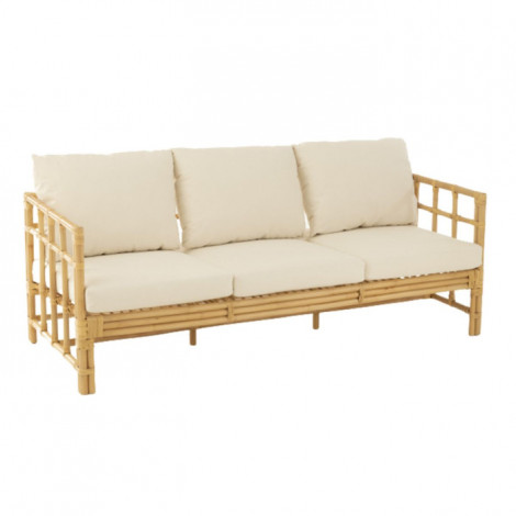 Canapé 3 Places Rotin & Coussin "Elise" 187cm Naturel|Canape|Paris Prix