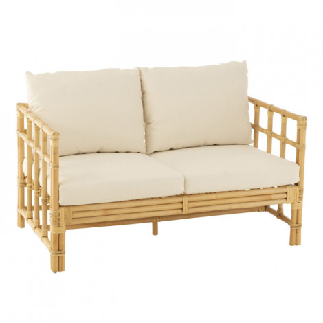 Canapé 2 Places Rotin & Coussin "Elise" 127cm Naturel|Canape|Paris Prix