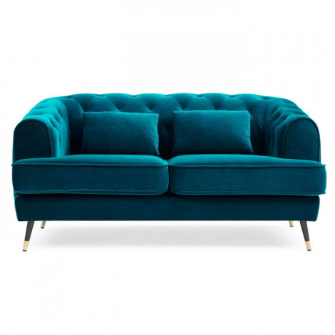 Canapé 2 Places en Velours "Glamour" 146cm Bleu|Canape|Paris Prix
