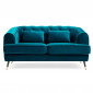 Canapé 2 Places en Velours "Glamour" 146cm Bleu|Canape|Paris Prix