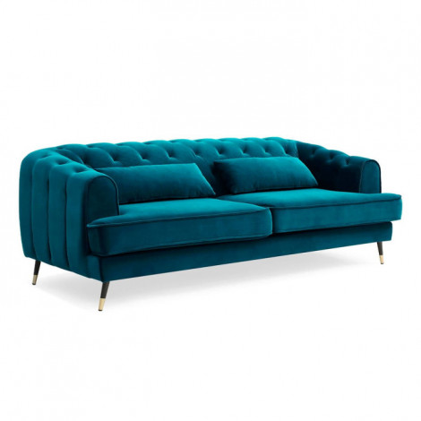 Canapé 3 Places en Velours "Glamour" 198cm Bleu|Canape|Paris Prix