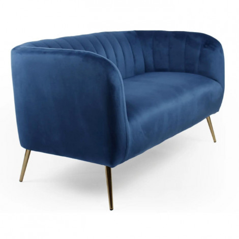 Canapé 2 Places en Velours "Reuben" 128cm Bleu|Canape|Paris Prix