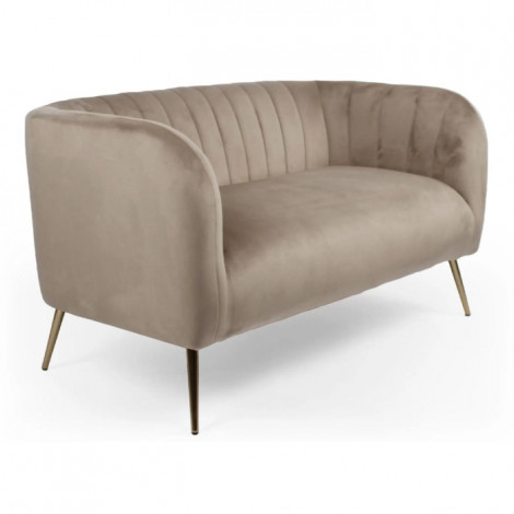 Canapé 2 Places en Velours "Reuben" 128cm Taupe|Canape|Paris Prix