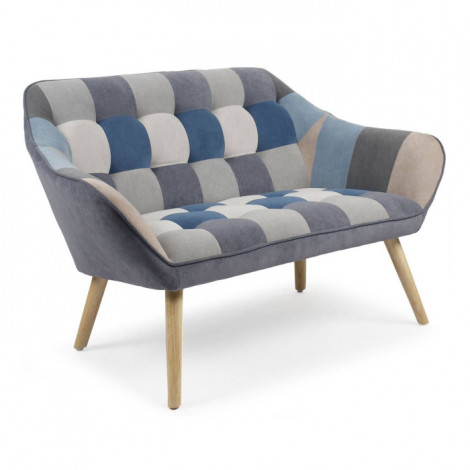 Canapé 2 Places Scandinave "Taone" 128cm Gris & Bleu|Canape|Paris Prix