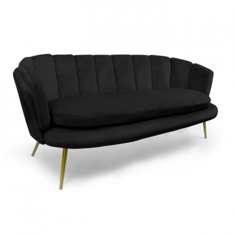 Canapé 3 Places en Velours "Dabren" 185cm Noir|Canape|Paris Prix