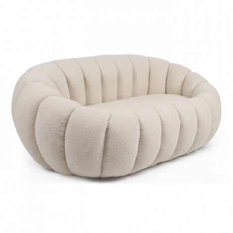 Canapé 2 Places Coquillage Bouclette "Galen" 148cm Beige|Canape|Paris Prix