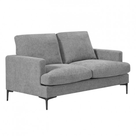 Canapé 2 Places en Tissu "Roscoe" 143cm Gris & Noir|Canape|Paris Prix