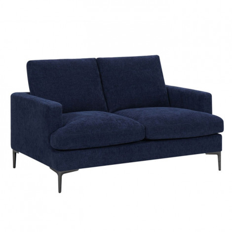 Canapé 2 Places en Tissu "Roscoe" 143cm Bleu & Noir|Canape|Paris Prix