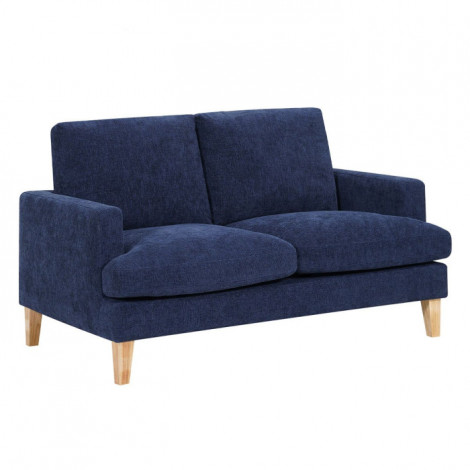 Canapé 2 Places en Tissu "Roscoe" 143cm Bleu & Naturel|Canape|Paris Prix
