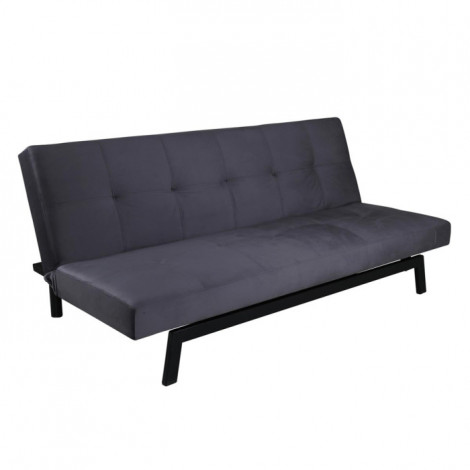 Canapé Convertible en Velours "Bodil" 180cm Gris Foncé|Canape|Paris Prix
