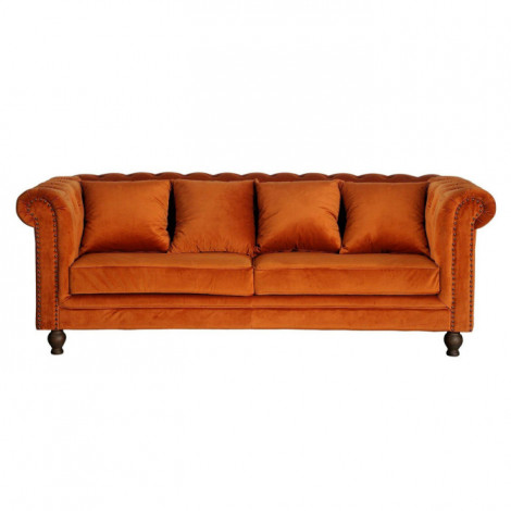 Canapé 3 Places en Velours "Chesterfield" 217cm Orange|Canape|Paris Prix