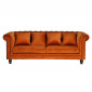 Canapé 3 Places en Velours "Chesterfield" 217cm Orange|Canape|Paris Prix