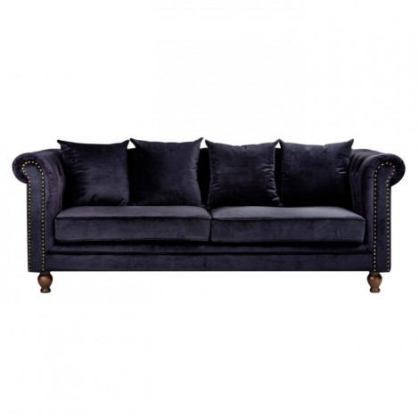 Canapé 3 Places en Velours "Chesterfield" 217cm Noir|Canape|Paris Prix
