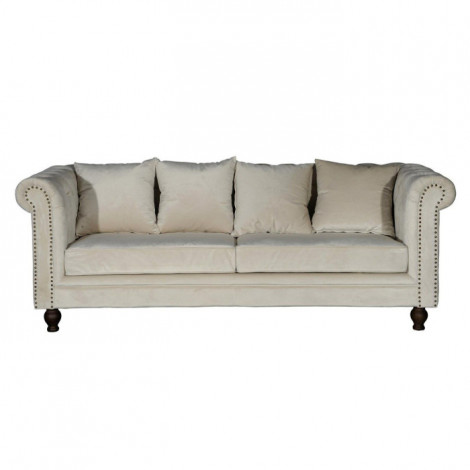 Canapé 3 Places en Velours "Chesterfield" 217cm Beige|Canape|Paris Prix