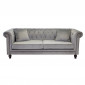 Canapé 3 Places en Velours "Chesterfield" 217cm Gris Clair|Canape|Paris Prix