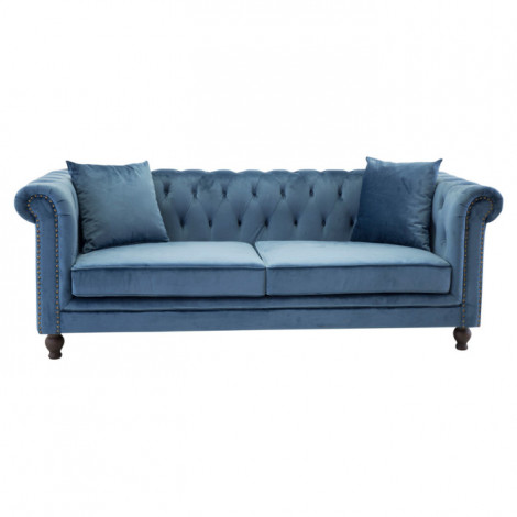 Canapé 3 Places en Velours "Chesterfield" 217cm Bleu|Canape|Paris Prix