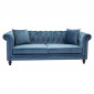 Canapé 3 Places en Velours "Chesterfield" 217cm Bleu|Canape|Paris Prix
