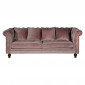 Canapé 3 Places en Velours "Chesterfield" 217cm Rose|Canape|Paris Prix