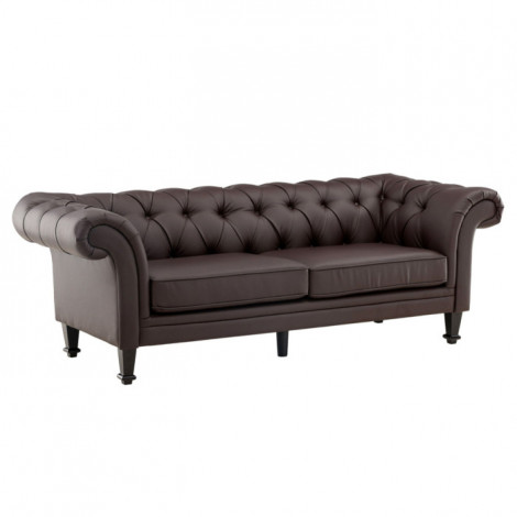Canapé 3 Places Chesterfield "Atran" 226cm Marron Foncé|Canape|Paris Prix