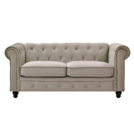 Canapé 2 Places Velours "Chesterfield" 157cm Taupe|Canape|Paris Prix