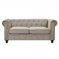 Canapé 2 Places Velours "Chesterfield" 157cm Taupe|Canape|Paris Prix