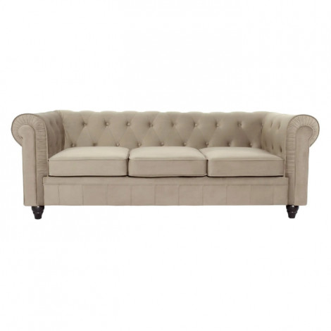 Canapé 3 Places Velours "Chesterfield" 209cm Taupe|Canape|Paris Prix