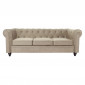 Canapé 3 Places Velours "Chesterfield" 209cm Taupe|Canape|Paris Prix