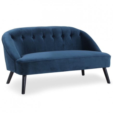 Canapé 2 Places en Velours "Flam" 128cm Bleu|Canape|Paris Prix