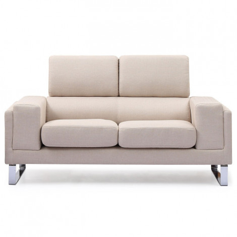 Canapé 2 Places Tissu "Ezekiel" 158cm Beige|Canape|Paris Prix