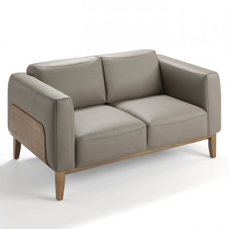 Canapé 2 Places en Cuir "Maelle" 159cm Taupe|Canape|Paris Prix