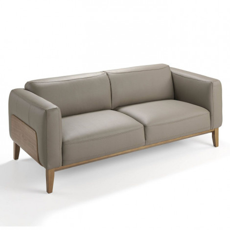 Canapé 3 Places en Cuir "Maelle" 209cm Taupe|Canape|Paris Prix