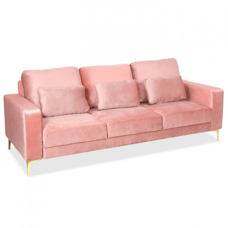 Canapé 3 Places en Velours "Ignacio" 220cm Rose|Canape|Paris Prix