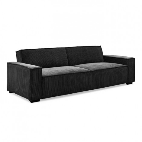 Canapé Convertible 3 Places Velours "Dudley" 230cm Noir|Canape|Paris Prix