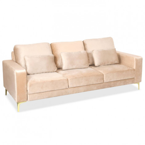 Canapé 3 Places en Velours "Ignacio" 220cm Taupe|Canape|Paris Prix