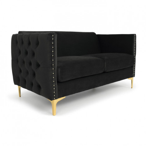 Canapé 2 Places en Velours "Suez" 145cm Noir|Canape|Paris Prix