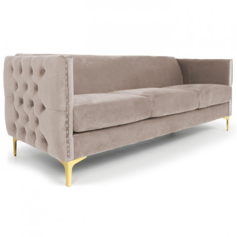 Canapé 3 Places en Velours "Suez" 204cm Taupe|Canape|Paris Prix