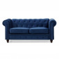 Canapé 2 Places Velours "Chesterfield" 158cm Bleu|Canape|Paris Prix