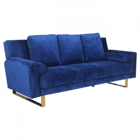 Canapé Convertible Velours "Albine" 210cm Bleu|Canape|Paris Prix