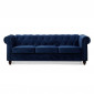 Canapé 3 Places Velours "Chesterfield" 209cm Bleu|Canape|Paris Prix