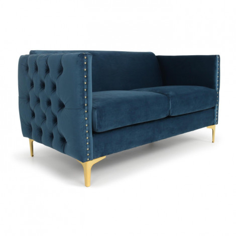 Canapé 2 Places en Velours "Suez" 145cm Bleu|Canape|Paris Prix