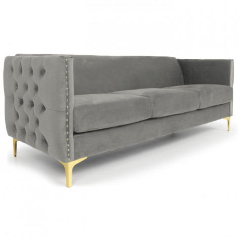 Canapé 3 Places en Velours "Suez" 204cm Argent|Canape|Paris Prix